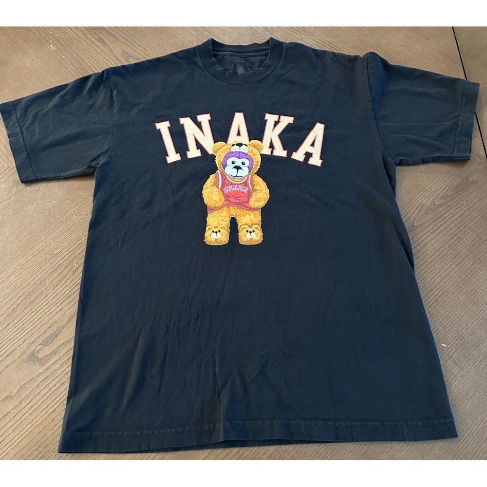 Inaka‎ Power Teddy Bear Logo Spellout Black T Shirt Size Medium Streetwear